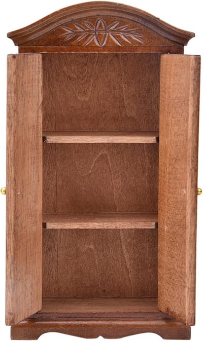 Poppenhuis Meubels - Miniatuur Kast - Poppenhuis Decoratie - Dubbele Deur - 17 x 9 x 4 cm - Bruin