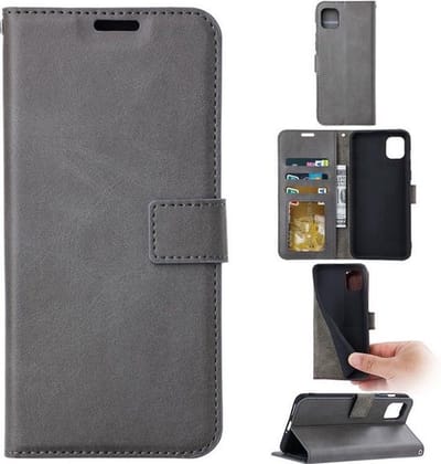 Bookcase Geschikt voor: Samsung Galaxy A22 5G - Grijs - Portemonnee hoesje