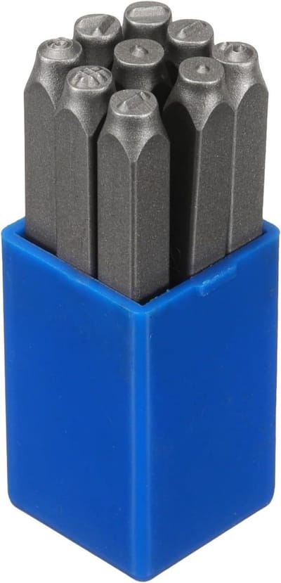 Stempelset Leestekens - Pons Gereedschap - Metaal Bewerken - Chroom Vanadium Staal - 3 mm Hoogte - Zilver