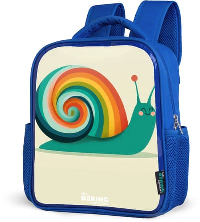 NoBoringSuitcases.com® - Rugzak blauw - Schooltas jongens - Slak op een zachtgele achtergrond - Kinder rugtas jongen - Boekentas kind - Kinderrugzak voor school - Schoolrugzak