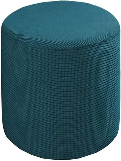 Ottomaanse Hoes - Voetenbank Protector - Meubels Beschermen - Gestructureerde Geruite Stof - Diameter: 45cm - Zwart