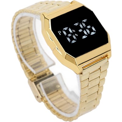 Montre LED pour étudiant Tetragonum Montre de sport numérique avec boucle déployante Alarme Chronométrage Veilleuse black