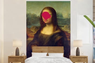 Behang - Fotobehang Mona Lisa - Leonardo da Vinci - Roze - Breedte 145 cm x hoogte 220 cm