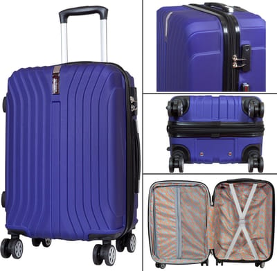Handbagage koffer Almeria Maat S - Reiskoffer met cijferslot - Koffer op 4 dubbele zwenkwielen - Stevig ABS - Blauw - 58x40x25 cm