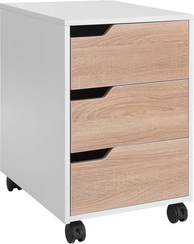Mobiele Archiefkast met 3 Lades en Zwenkwielen - Opslagcontainer voor Kantoor en Thuis