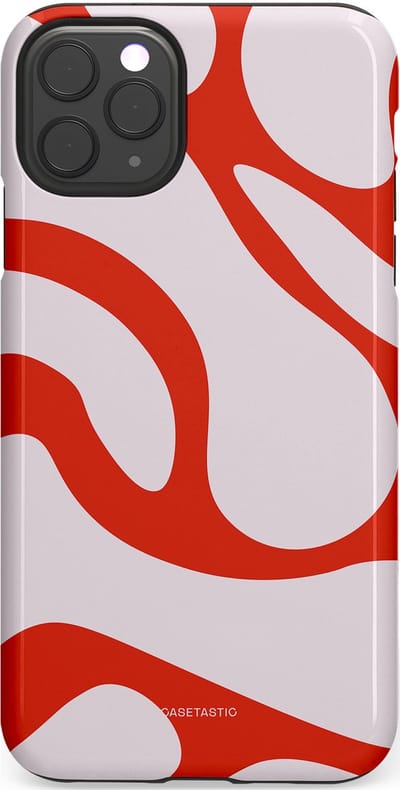 Casetastic hoesje geschikt voor Apple iPhone 11 Pro Max - Dubbellaagse bescherming - Oranje Witte Pebbel Stenen - Fashion Case - Lichtgrijs Rood