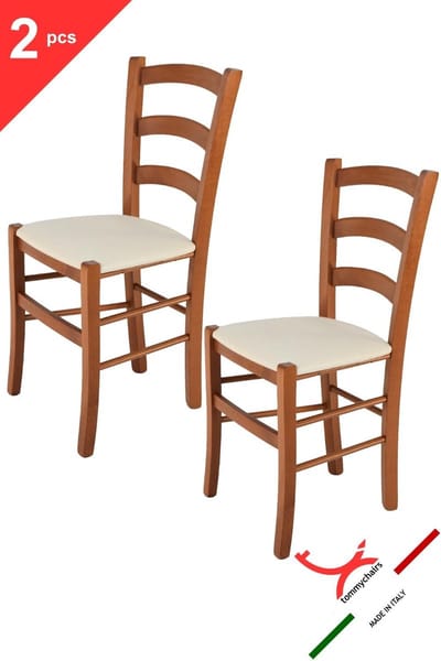 Tommychairs Venice - Eetkamerstoelen - Set van 2 - Kersenhout - Stof