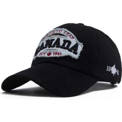 Canada 1945 Borduurwerk Patchwork Baseballpet Vintage Dames Heren Papa Hoed Casual Lente Zomer Snapback Voor Buiten Zonneklep Petten Adjustable black