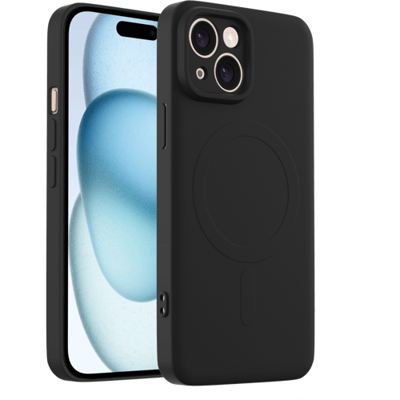 ShieldCase siliconen back cover met magneet geschikt voor iPhone 14 hoesje - TPU / siliconen backcover - telefoonhoesje speciaal voor magnetische accessoires - hoesje met camera cover (zwart)