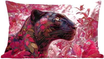 Sierkussens - Kussentjes Woonkamer - 60x40 cm - Luipaard - Bloemen - Roze