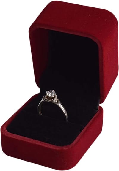 Ring Doosje - Geschenkverpakking Juwelen - Huwelijksaanzoek Cadeau - Zacht Velvet Materiaal - 10x10x1 cm - Rood