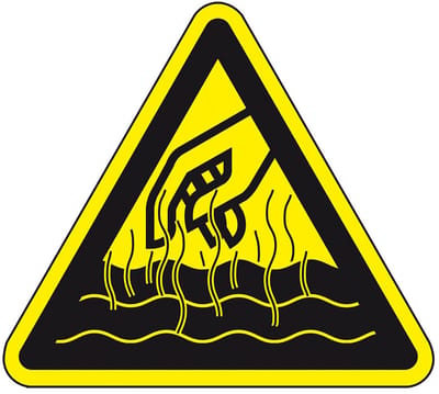 Waarschuwingssticker hete vloeistoffen 100 mm