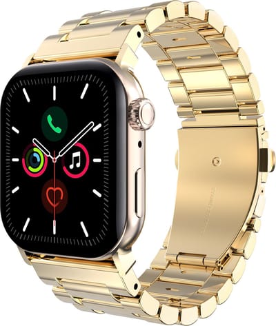 Cazy horlogebandje geschikt voor Apple Watch Bandje (PrimeSteel) - Smartwatchbandjes (+Horloge inkortset) - Universeel bandje geschikt voor Apple 38/40/41/42 mm - Goud