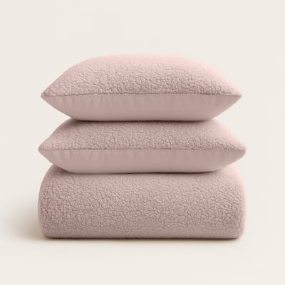 Y-NOT - Dekbedovertrek set Teddy - onderkant Microvezel - 140x200/220 - Eenpersoons met 20 cm instopstrook en drukknopen - Blush Pink - Roze - 30 dagen proefslapen