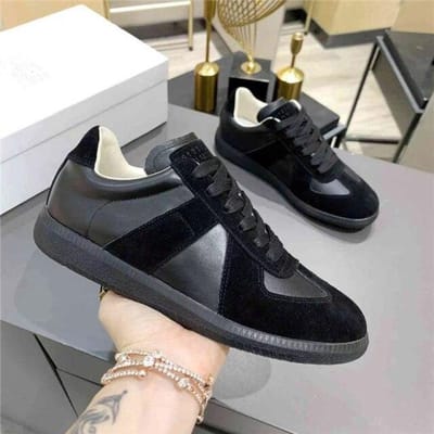Luxe Sport Dames Schoenen Tennis Training Heren Hardloopschoenen Koppel Platte Schoenen Leer Hoge Kwaliteit Heren Schoenen Unisex 43 black