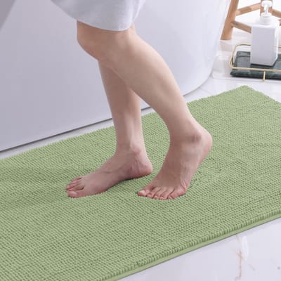 Badmat, antislip, zacht, absorberend, wasbaar, douchemat voor badkamer, 60 x 90 cm, grasgroen