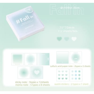 112 feuilles/boîte Kawaii Smudge Stained Gradient Note Memo Pads Paper Scrapbooking Journal Material Paperlaria Papeterie vert