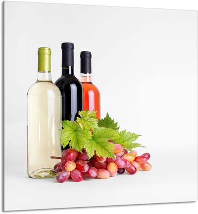 TMK ArtDeko - Snijplank van gehard glas - 60x65 cm - Voor kookplaat - Wijnmotief