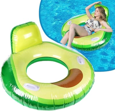 Avocado Opblaasbare Zwembad Float, 95cm Rubber Zwemmat, Ideaal voor Waterplezier, Zomeractiviteiten en Zwemmen voor Kinderen en Volwassenen