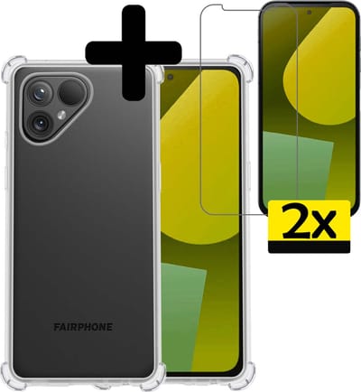 Hoesje - Met Screenprotector - 2 Stuks - Geschikt voor Fairphone 5 - Sterk & Shockproof - Siliconen Case - Back Cover - Telefoon Hoes - Shock Proof - Telefoonhoesjes - Transparant