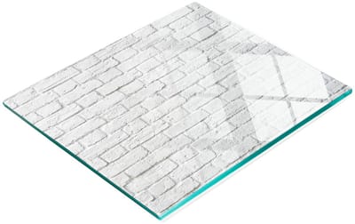 Decoratieve glazen keukensnijplank met baksteenmotief, wit, 60x52 cm