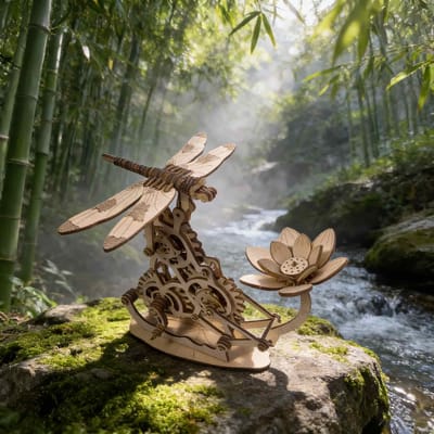 DOE-HET-ZELF Houten 3D Puzzel Vliegende Libel Miniature Set Verbeeldingrijke Verjaardags- of Vakantiecadeau Educatief Speelgoed Prachtig Ontworpen wit