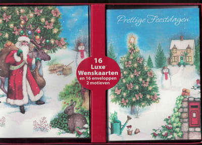 16 Luxe Kerstkaart en Nieuwjaarskaart - met envelop - 13x18cm- 16 stuks - Rood