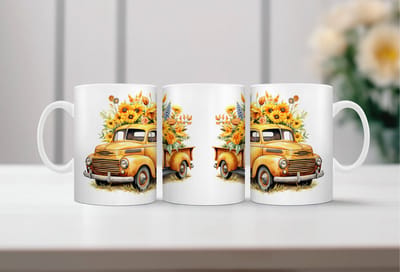Auqarel koffiemok Retro Truck 4