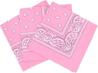 Set van 3 paisley hoofddoeken voor dames en heren 55 x 55 cm, halsdoek, zijden sjaal, hiphop hoofddoek,roze