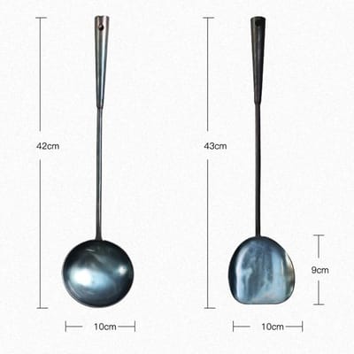 Keukengerei Wok Spatel Lepel Traditioneel Chinees Handgemaakt IJzeren Spatel Opscheplepel Wok Gereedschap Set Keukengereedschap Kookaccessoires gray