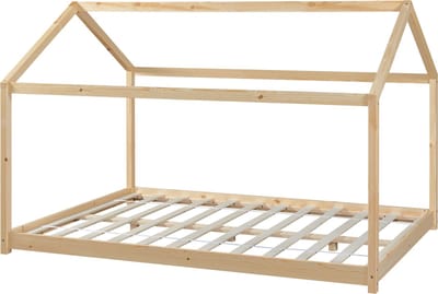 Kinderbed Cerro huisbed met bedbodem 120x200 cm houtkleurig