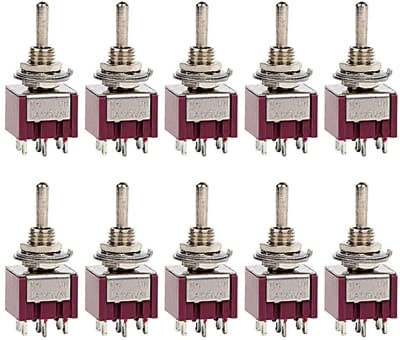 Allecto - Miniature Rocker Switch - ON/ON DPDT - 6 Pin - Panelmontage - Betrouwbaar en duurzaam - Geschikt voor elektrische toepassingen - Compact