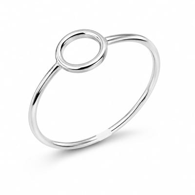 Fijne 925 Sterling Zilveren Minimalistische Ring met Open Cirkel - Luxe Gerhodineerd Dames Sieraad - Geometrische Karma Ring met Dunne Band - Elegant en Subtiel Cadeau voor Vrouwen - 18.5mm-Geschikt als Stapelring / Stack Ring
