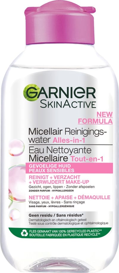 Garnier SkinActive Micellair Reinigingswater voor de Gevoelige Huid – Milde Gezichtsreiniging – Zachte Make-Up Remover - Reisformaat - 100ml