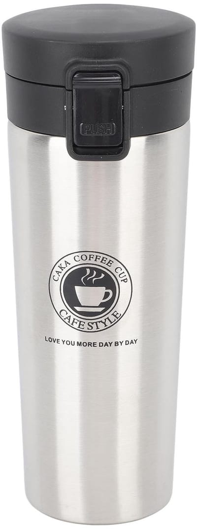 Dailygoods- Geïsoleerde Koffiemok 500ml - Roestvrij Stalen Reiskoffiekop - Draagbare Waterfles - Drukknopdeksel - Voor Koffie/Thee - Reiskoffiemok