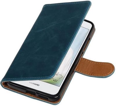 Zakelijke Book Case Telefoonhoesje Geschikt voor de Huawei Nova - Portemonnee Hoesje - Pasjeshouder Wallet Case - Blauw