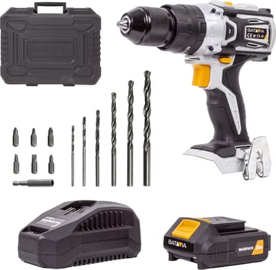 Batavia Accu 18V klopboormachine set 50Nm - Incl. 2.0Ah Li-ion Accu / 2.4A Oplader - Brushless motor - Klopfunctie - 1800 RPM - 50Nm - 28800 slager per minuut - Ø13 mm - Maxxpack