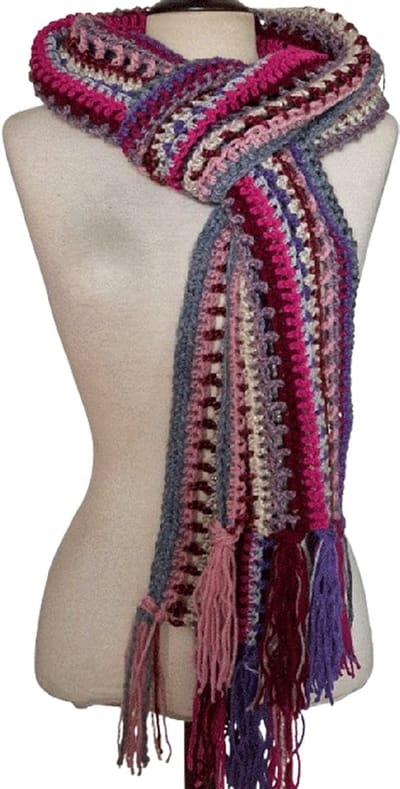 Toetie & Zo Handgemaakte Sjaal - Bohemian - Multicolor - Roze - Paars - Rood - Grijs