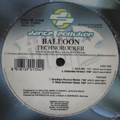 12 inch Plaat BALLON - Technorocker POLL190 Dance Pollution 2001 Italië Dance & Electronica Gebruikt gray
