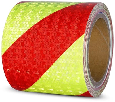 Reflecterende Zelfklevende Waarschuwings Tape in Rood/Geel, 20 m x 10 cm, Waterdicht, Veiligheidstape voor Voertuigen, Auto's en Trailers
