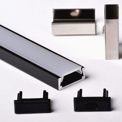 Aluminium Profiel 1 meter 15 x 6 mm Zwart voor LED-strips met Afdekking