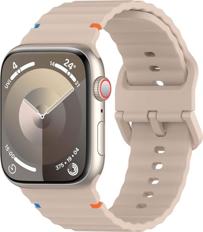 By Qubix - Geschikt voor Apple Watch bandje - Geschikt voor Apple watch bandje - Wave sportband - Cappuccino - Geschikt voor Apple Watch 38mm / 40mm / 41mm / 42mm - siliconen sport bandje - smartwatchbandje