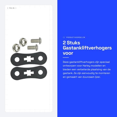 Dailygoods- Gastankliftverhogers 2 Stuks - Zwart - IJzer - Compatibel met Ha-rley Sportster Nightster - Voorzijde - Lengte 7cm - Tankverhogers