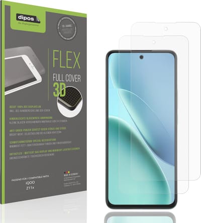 dipos FLEX – 2x Matte Screenprotector geschikt voor iQOO Z11x | Volledige Schermbescherming | Case-Friendly