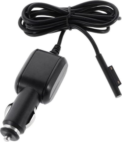 DrPhone Auto Oplader - Geschikt voor Microsoft Surface Pro 4 / 3 /Surface Book 1 / 2 / Surface Laptop Lader - Autolader 12V/2.5A - Zwart
