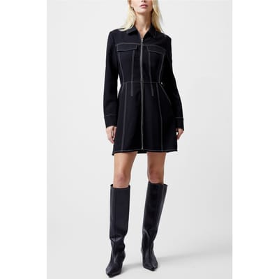 French Connection Azra Twill Mini Dress Unlined Black Size: 8 | Mini Dresses Outlet | Dames | Zwart