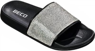 BECO Dames Badslippers - Zwart met Rhinestones - Maat 36