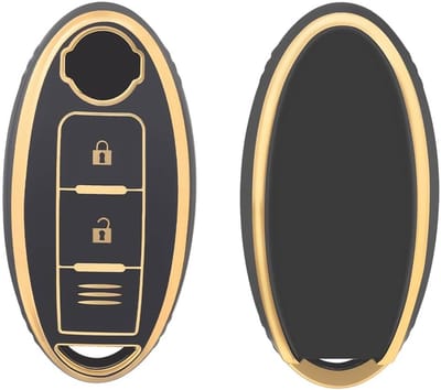 Autosleutel Hoesje geschikt voor Nissan - Sleutelcover - TPU Cover Sleutelhoes - Accessoires - goud