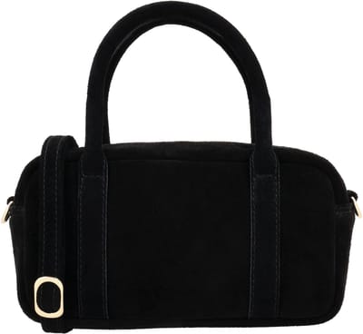 Charm London Sevilla Crossbodytas - Suede - Handtas - Twee Handvaten - Verstelbare en Afneembare Schouderband - Dames - Leer - Schoudertasje - Leren Dames Tas - Zwart