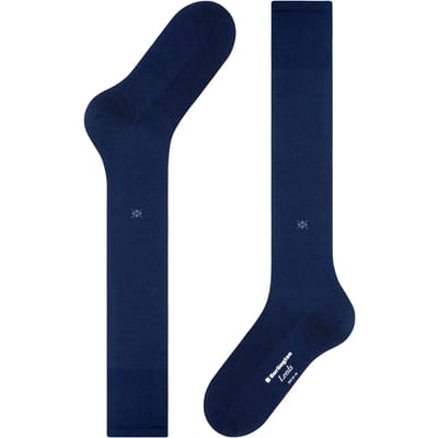 Burlington Leeds lang eenkleurig katoen wol kniekousen heren blauw - maat 40-46